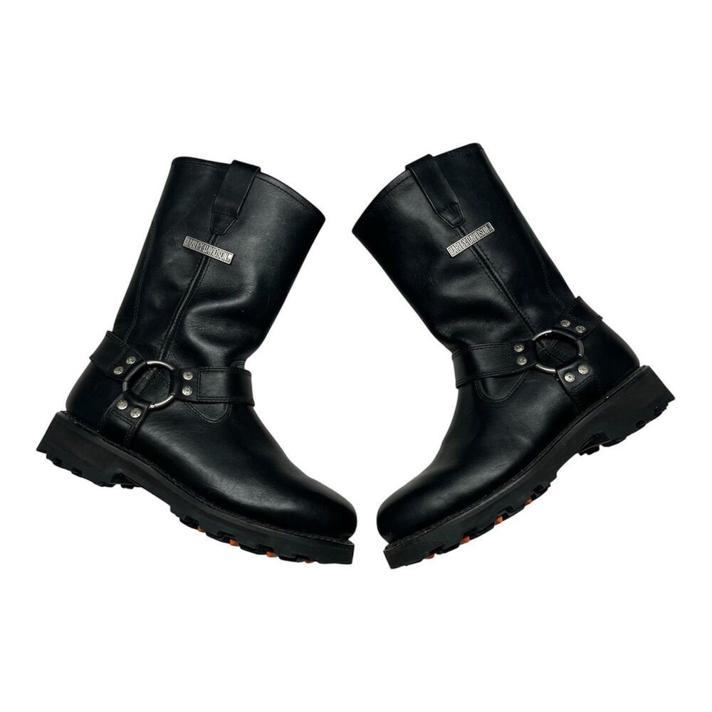 HARLEY DAVIDSON Men's Harness Black Leather Boots